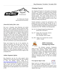 Berg Elementary Newsletter- November 2014