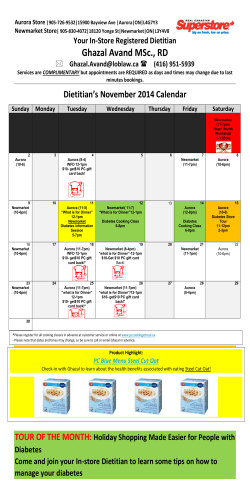 Ghazal Avand MSc., RD Dietitian’s November 2014 Calendar Your In-Store Registered Dietitian