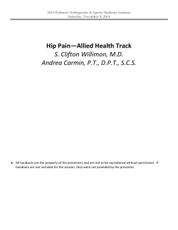 Hip Pain―Allied Health Track S. Clifton Willimon, M.D.
