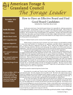 The Forage Leader How to Have an Effective Board and Find