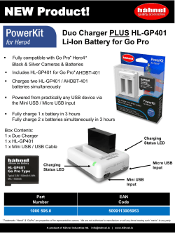 NEW Product! Duo Charger PLUS HL-GP401 Li-Ion Battery for Go Pro *