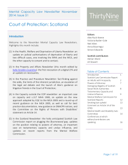 Court of Protection: Scotland  2014: Issue 51