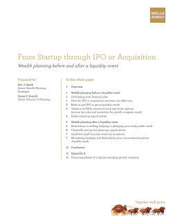 From Startup through IPO or Acquisition . Prepared by