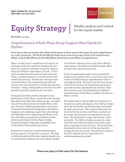 Equity Strategy Outperformance of Early Phase Group Suggests More Upside for Equities