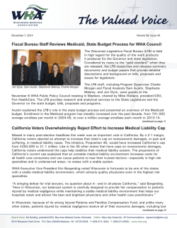 Fiscal Bureau Staff Reviews Medicaid, State Budget Process for WHA...