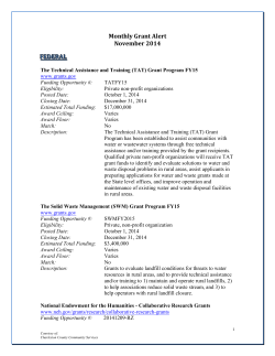 Monthly Grant Alert November 2014 F E