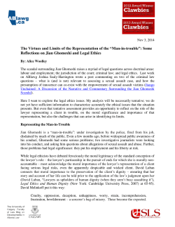 The Virtues and Limits of the Representation of the “Man-in-trouble”:... Reflections on Jian Ghomeshi and Legal Ethics