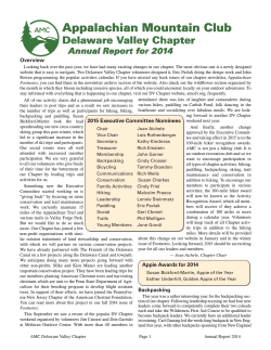 Appalachian Mountain Club Delaware Valley Chapter Annual Report for 2014