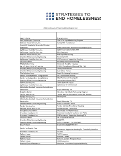 2014 Continuum of Care Final Prioritization List Agency Name Program name