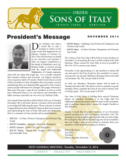 D Sons of Italy  President’s Message