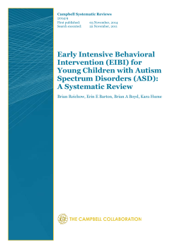 Early Intensive Behavioral Intervention (EIBI) for Young Children with Autism Spectrum Disorders (ASD):