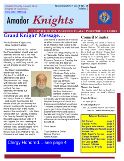 Grand Knight’ Message. . .