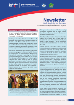Newsletter Building Brighter Futures Developing Education Leaders Education Partnership Newsletter Issue 03│2014