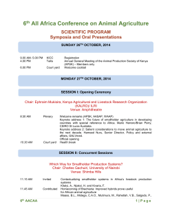 6 All Africa Conference on Animal Agriculture SCIENTIFIC PROGRAM Symposia and Oral Presentations