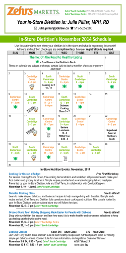 In-Store Dietitian’s November 2014 Schedule
