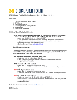 &ndash; Nov. 10, 2014 SPH Global Public Health Events, Nov. 3