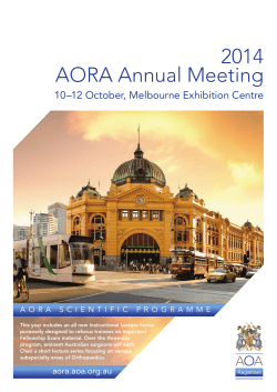 2014 AORA Annual Meeting 10–12 October, Melbourne Exhibition Centre