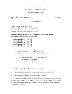 Physics 253 – Basic Mechanics  Fall 2014 Problem Set #9