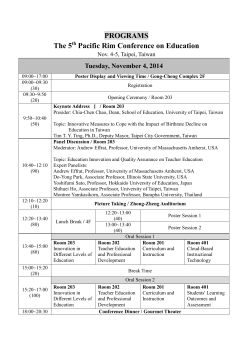 PROGRAMS The 5 Pacific Rim Conference on Education Tuesday, November 4, 2014