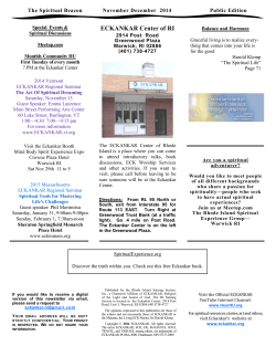 ECKANKAR Center of RI The Spiritual Beacon November December  2014 Public Edition