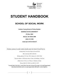STUDENT HANDBOOK SCHOOL OF SOCIAL WORK