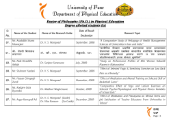University of Pune Department of Physical Education
