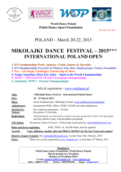 MIKOLAJKI  DANCE  FESTIVAL – 2015*** INTERNATIONAL POLAND OPEN
