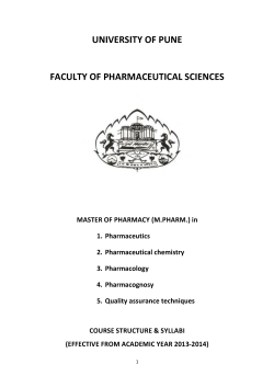 UNIVERSITY OF PUNE FACULTY OF  PHARMACEUTICAL SCIENCES