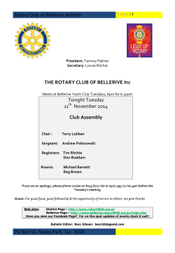 Rotary Club of Bellerive Bulletin  Tonight Tuesday 11