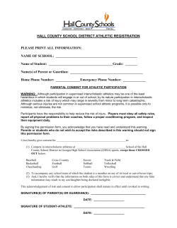 HALL COUNTY SCHOOL DISTRICT ATHLETIC REGISTRATION PLEASE PRINT ALL INFORMATION: