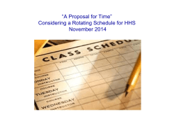 “A Proposal for Time” Considering a Rotating Schedule for HHS November 2014