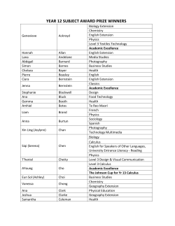 YEAR 12 SUBJECT AWARD PRIZE WINNERS
