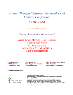 Annual Shanghai Business, Economics and Finance Conference PROGRAM