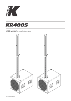 KR400S USER MANUAL - english version PRELIMINARY