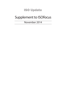 Supplement to ISOFocus ISO Update  November 2014