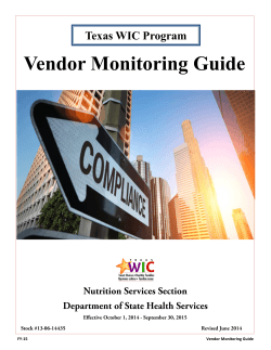 Vendor Monitoring Guide Texas WIC Program  FY-15
