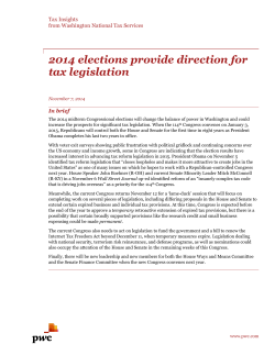 2014 elections provide direction for tax legislation Tax Insights