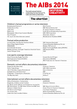 The shortlist Children's factual programme or series television