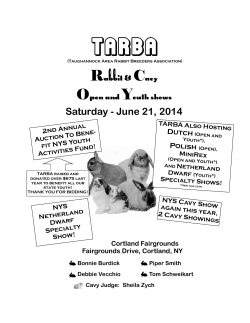 TARBA RaBBit &amp; Cavy Open and Youth Shows Saturday - June 21, 2014