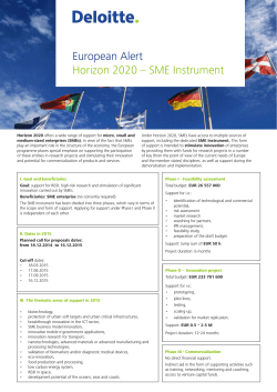 European Alert Horizon 2020 – SME Instrument