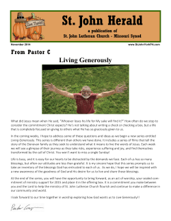 St. John Herald Living Generously From Pastor C a publication of