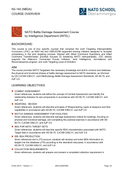 N3-140 (NBDA) COURSE OVERVIEW  NATO Battle Damage Assessment Course