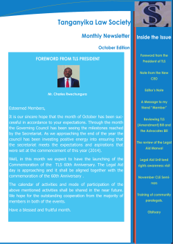 Tanganyika Law Society Monthly Newsletter  Inside the Issue