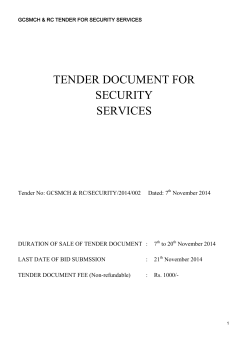 TENDER DOCUMENT FOR SECURITY SERVICES