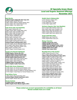 SF Specialty Green Sheet Local and Organic Seasonal Offerings November 2014 Baia Nicchia
