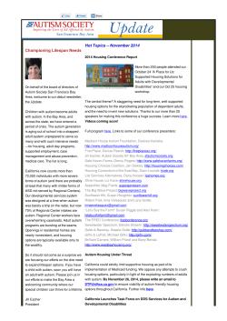 Championing Lifespan Needs Hot Topics – November 2014
