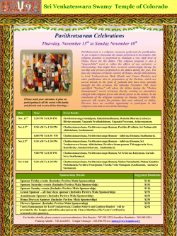 Pavithrotsavam Celebrations  Sri Venkateswara Swamy  Temple of Colorado Thursday, November 13