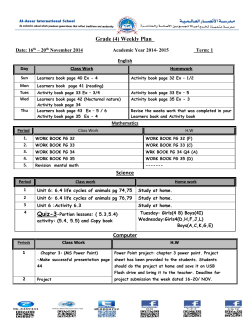 Grade (4) Weekly Plan  Date: 16 – 20