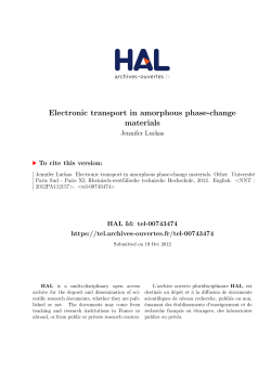 Electronic transport in amorphous phase-change materials Jennifer Luckas To cite this version: