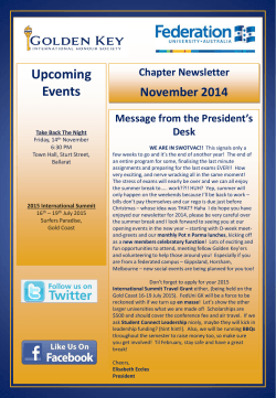 Upcoming Events November 2014 Chapter Newsletter
